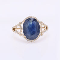 4.91 Ct Oval Mixed Cut Natural Corundum Sapphire 14K Gold Ring