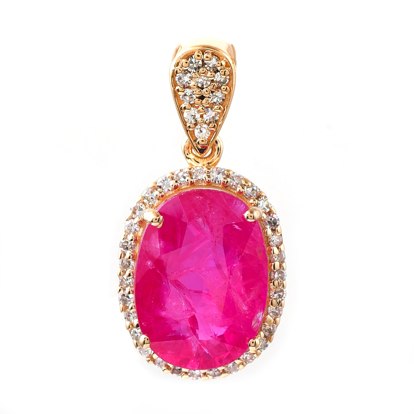 3.21 Ct Oval Ruby 14K Gold Pendant