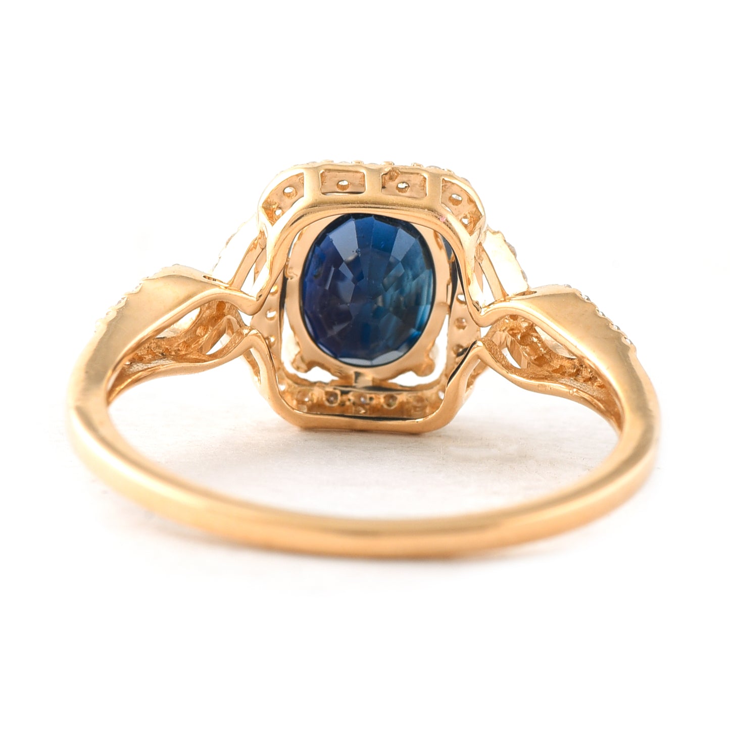 2.34 Ct Oval Mixed Cut Natural Sapphire 14K Gold Ring