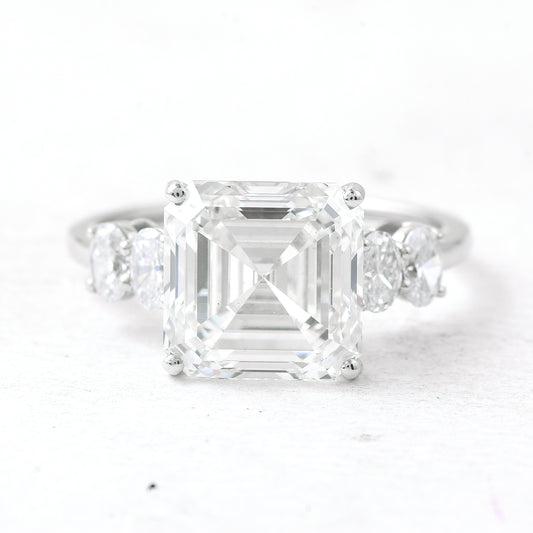 5.74 Ct Asscher Lab Grown Diamond 950 Platinum Ring