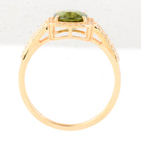 1.82 Ct Oval Mixed Cut Natural Green Sapphire 14K Gold Ring