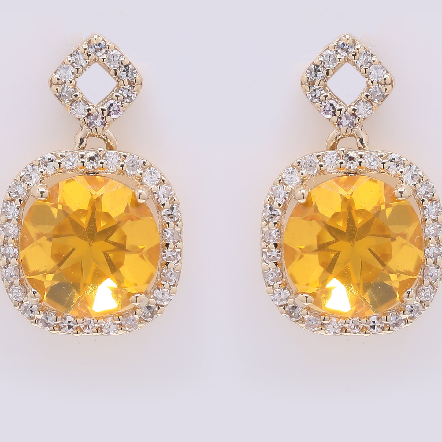 1.85 Ct Round Mixed Cut Natural Fire Opal 14K Gold Earrings