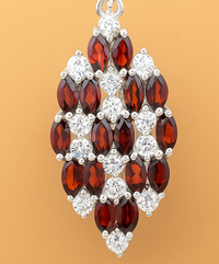 4.44 Ct Marquise Garnet, Cubic Zirconia, 925 Sterling Silver Pendant
