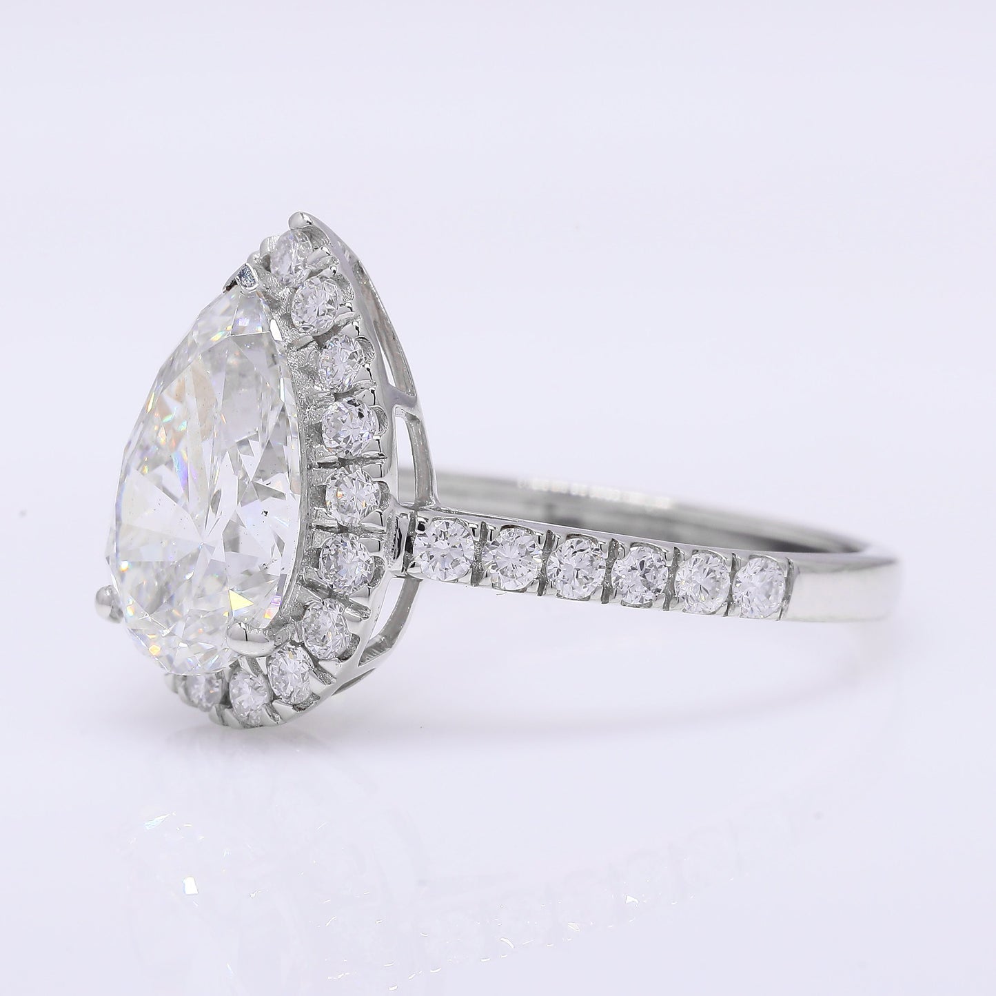 2.98 Ct Pear Brilliant Lab Grown Diamond 950 Platinum Ring