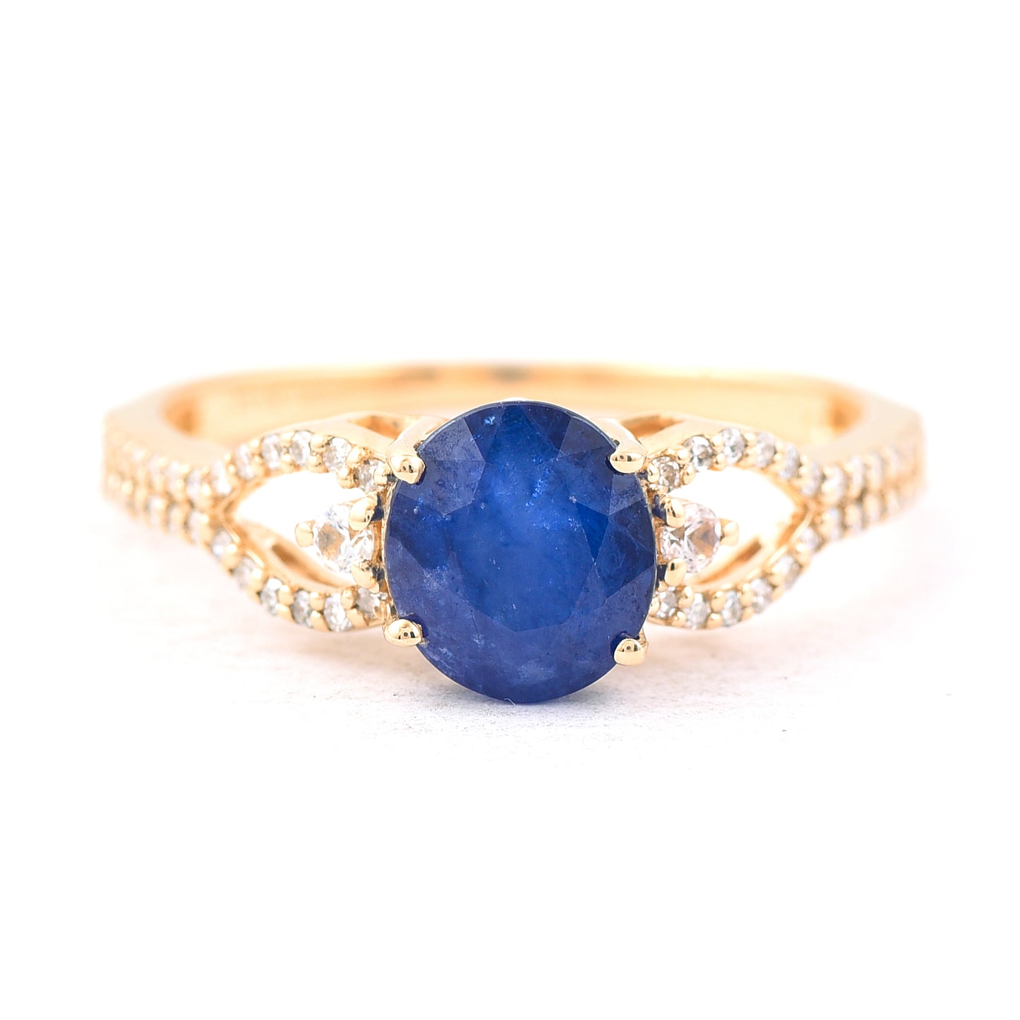 2.09 Ct Oval Mixed Cut Natural Sapphire 14K Gold Ring