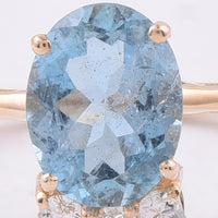 1.20 Ct Oval Natural Aquamarine 14K Gold Ring