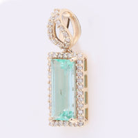1.13 Ct Octagon Step Cut Natural Emerald 14K Gold Pendant