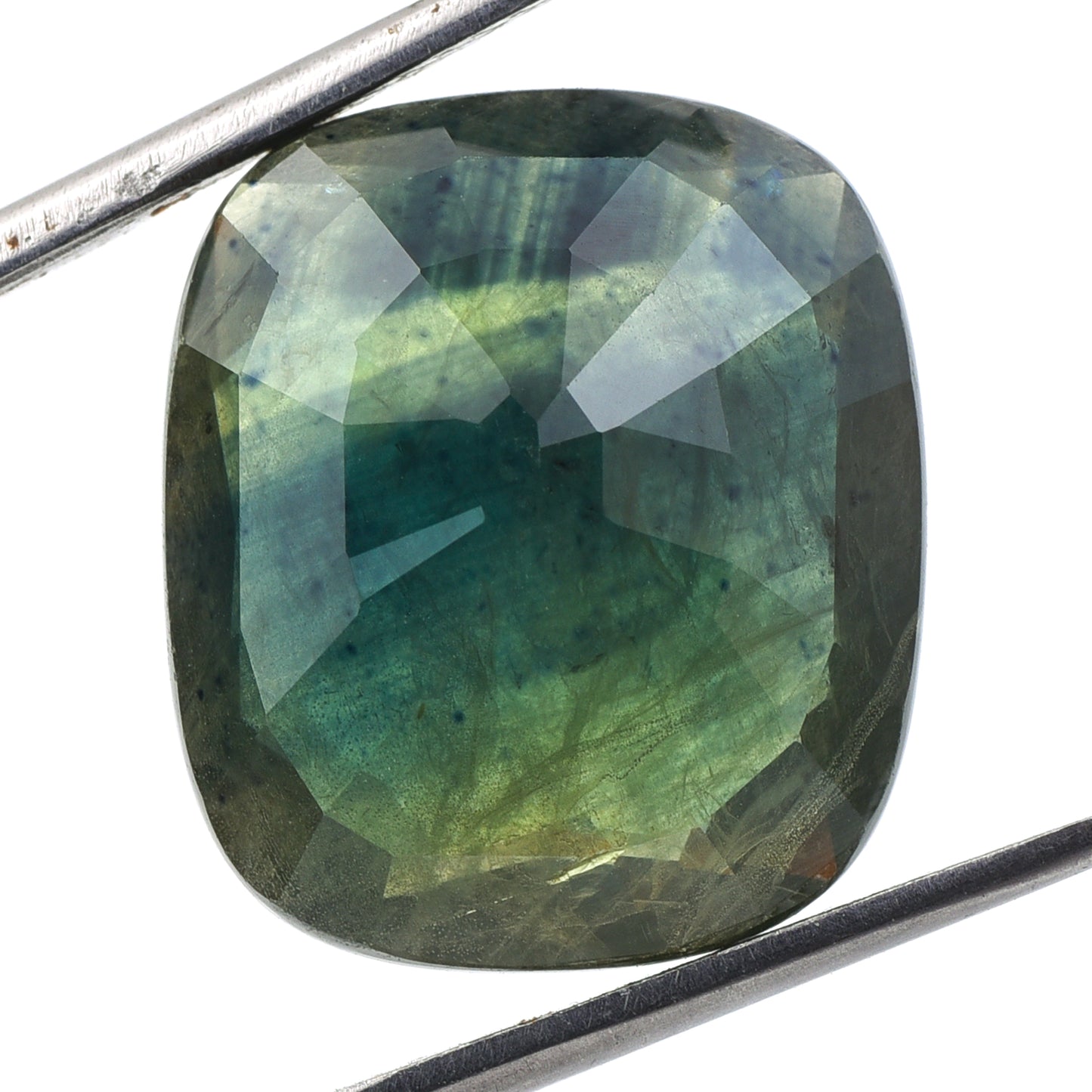 18.56 Natural Corundum Green Sapphire Rectangular Cushion Mixed Cut Gemstone