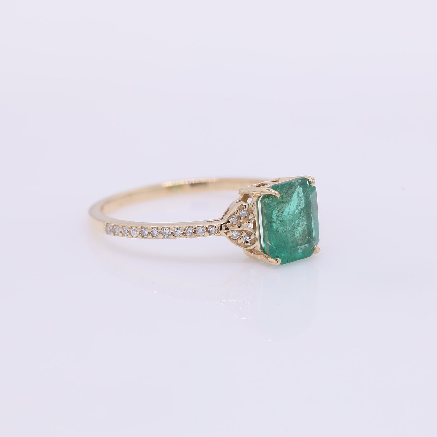 1.41 Ct Octagon Step Cut Natural Emerald 14K Gold Ring