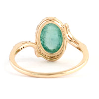 2.39 Ct Oval Cabochon Natural Beryl Emerald 14K Gold Ring