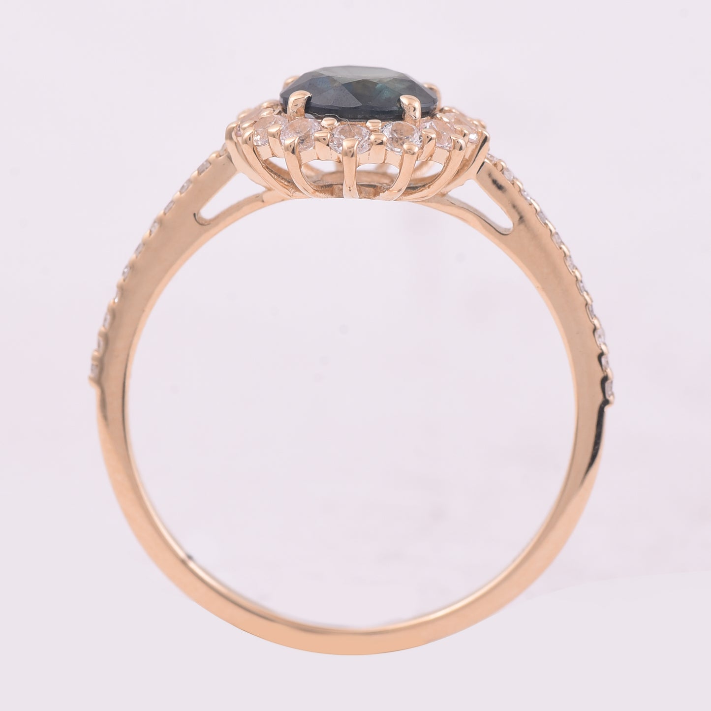 1.37 Ct Round Mixed Cut Natural Sapphire 14K Gold Ring