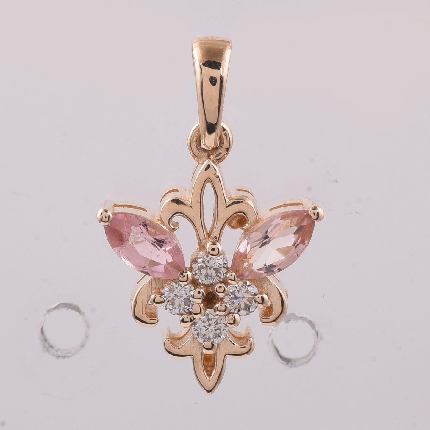 0.42 Ct Marquise Natural Multi-Coloured Tourmaline 14K Gold Pendant