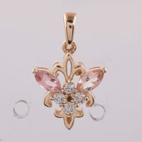 0.42 Ct Marquise Natural Multi-Coloured Tourmaline 14K Gold Pendant