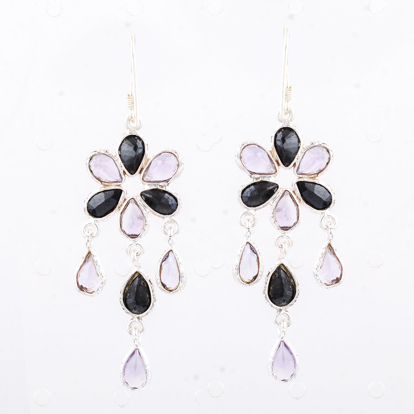 10.13 Ct Amethyst, Sapphire 925 Sterling Silver Earrings
