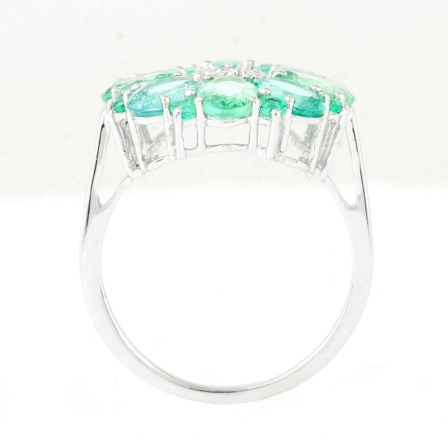 3.56 Ct Oval Mixed Cut, Round Mixed Cut Natural Emerald 950 Platinum Ring