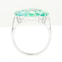 3.56 Ct Oval Mixed Cut, Round Mixed Cut Natural Emerald 950 Platinum Ring