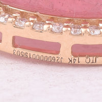 6.66 Ct Oval Cabochon Cut Natural Pink Tourmaline 14K Gold Pendant