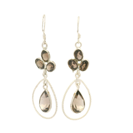10.45 Ct Smoky Quartz 925 Sterling Silver Earrings