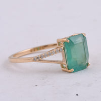 1.93 Ct Octagon Step Cut Natural Emerald 14K Gold Ring