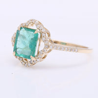 1.47 Ct Octagon Step Cut Natural Emerald 14K Gold Ring