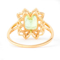 2.29 Ct Cushion Mixed Cut Natural Peridot 14K Gold Ring