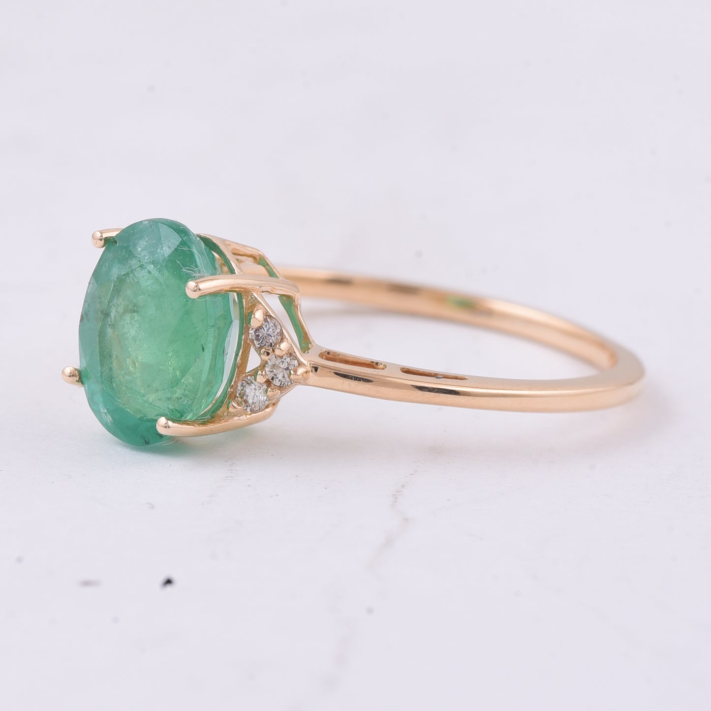1.98 Ct Oval Natural Emerald 14K Gold Ring
