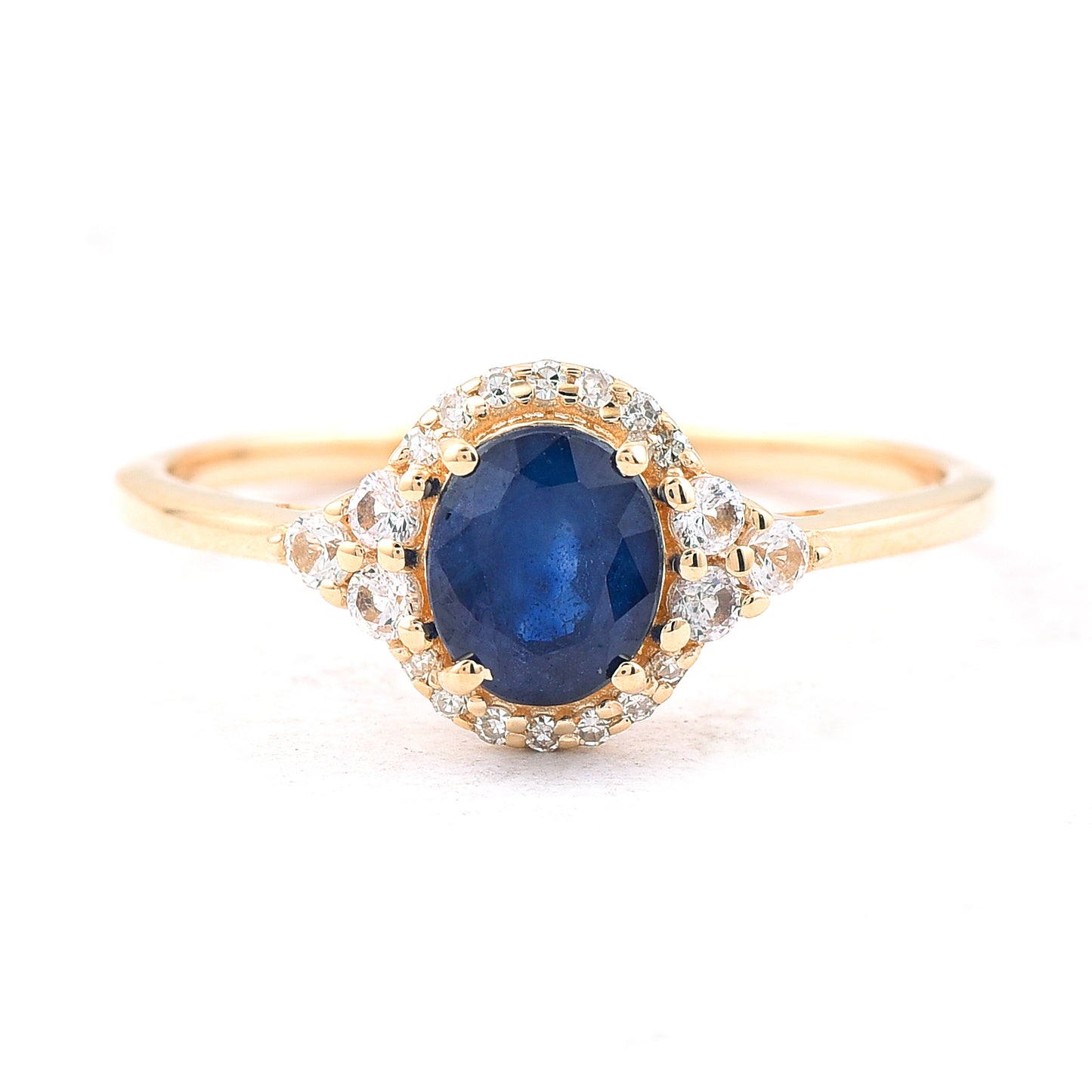 1.22 Ct Oval Mixed Cut Natural Sapphire 14K Gold Ring