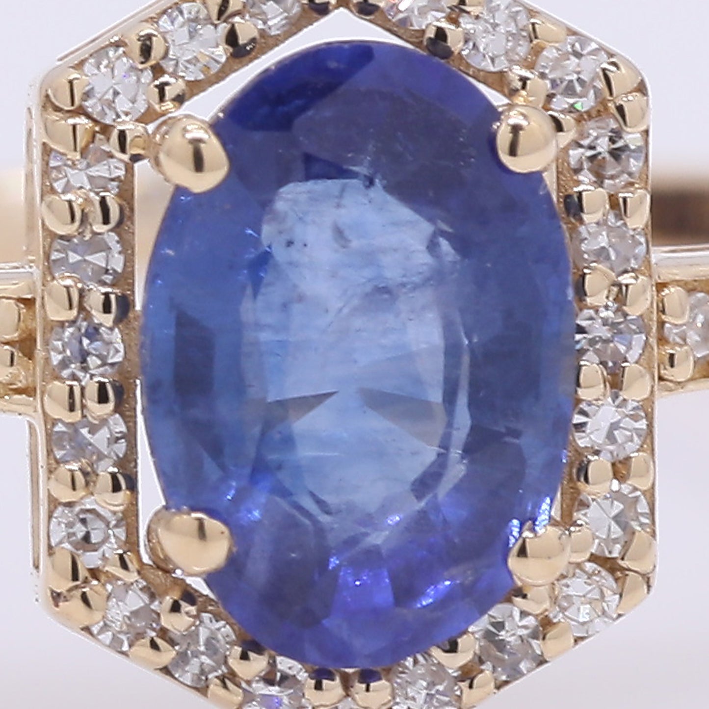 1.15 Ct Oval Mixed Cut Natural Sapphire 14K Gold Ring