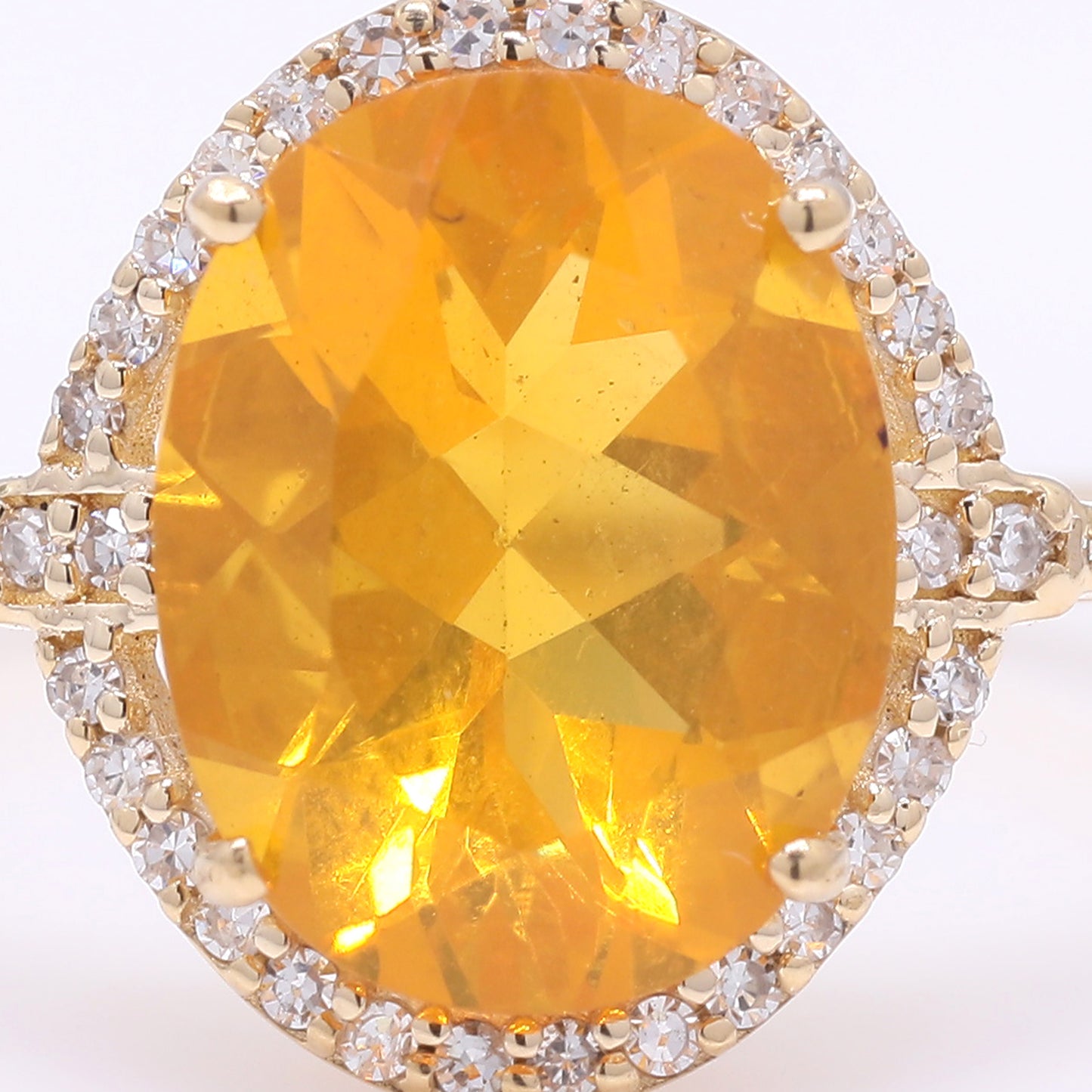 1.90 Ct Oval Mixed Cut Natural Fire Opal 14K Gold Ring