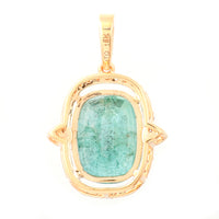 3.50 Ct Cushion Mixed Cut Natural Emerald 14K Gold Pendant