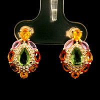 3.06 Ct Pear Multi Sapphire 14K Gold Earrings
