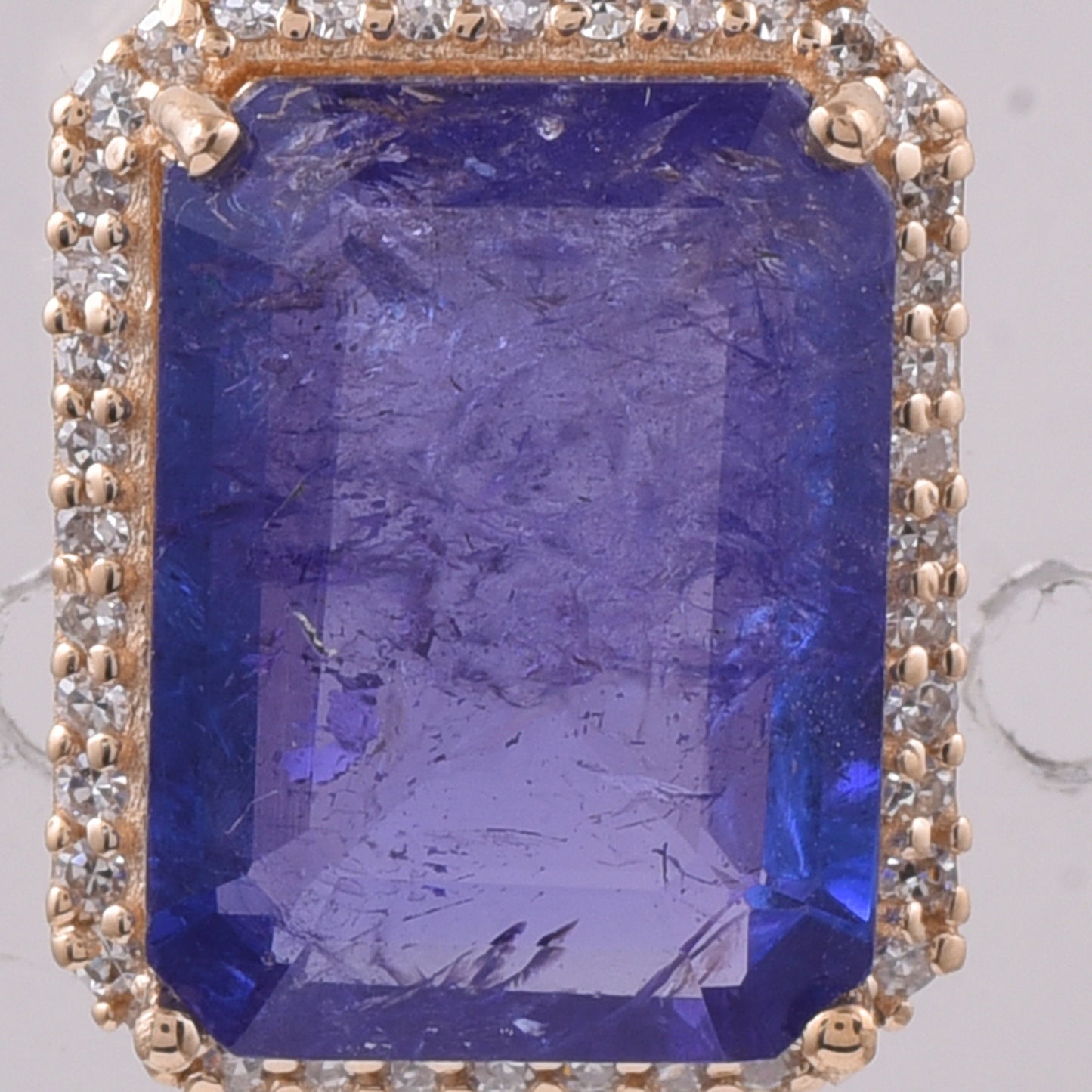 4.75 Ct Octagon Step Cut Natural Tanzanite 14K Gold Pendant