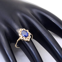 1.81 Ct Oval Mixed Cut Natural Sapphire 14K Gold Ring