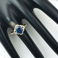1.71 Ct Oval Mixed Cut Natural Sapphire 14K Gold Ring
