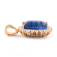 9.61 Ct Cushion Blue Sapphire 18K Gold Pendant