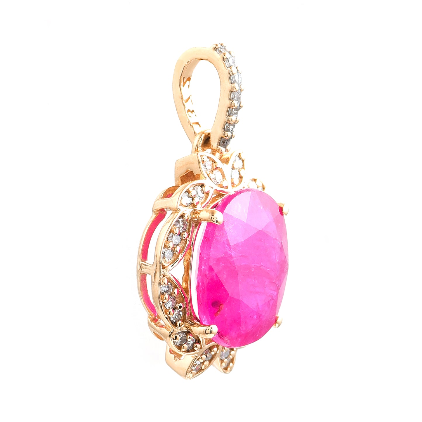 1.21 Ct Oval Mixed Cut Natural Ruby 14K Gold Pendant