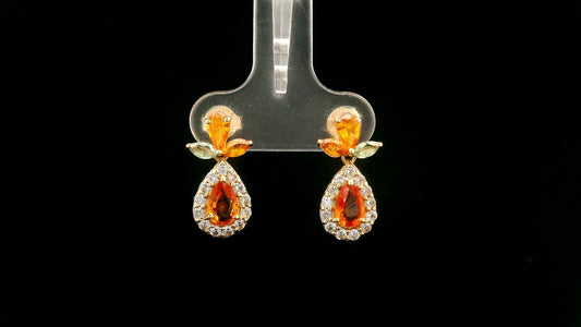 2.09 Ct Pear Multi Sapphire 14K Gold Earrings