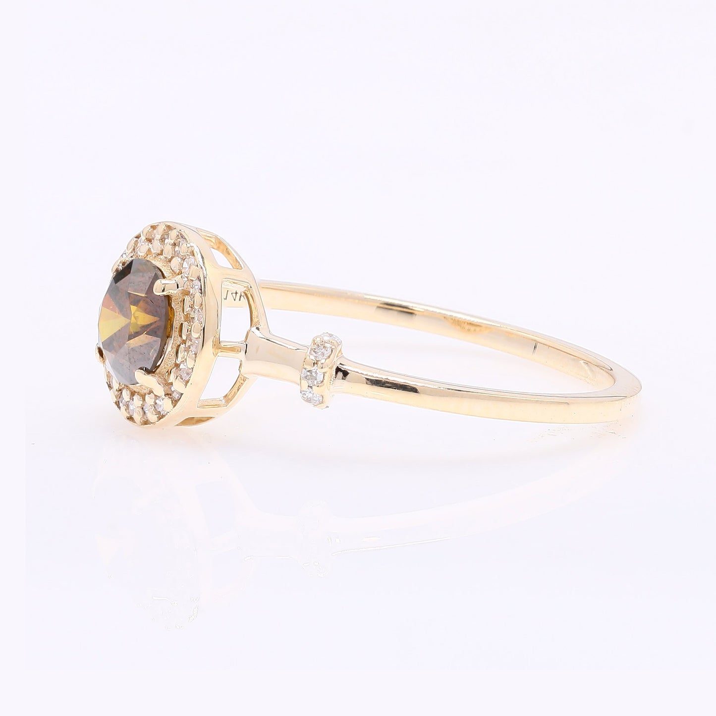 0.53 Ct Round Red Diamond 14K Gold Ring