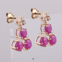 4.38 Ct Round Natural Ruby 14K Gold Earrings