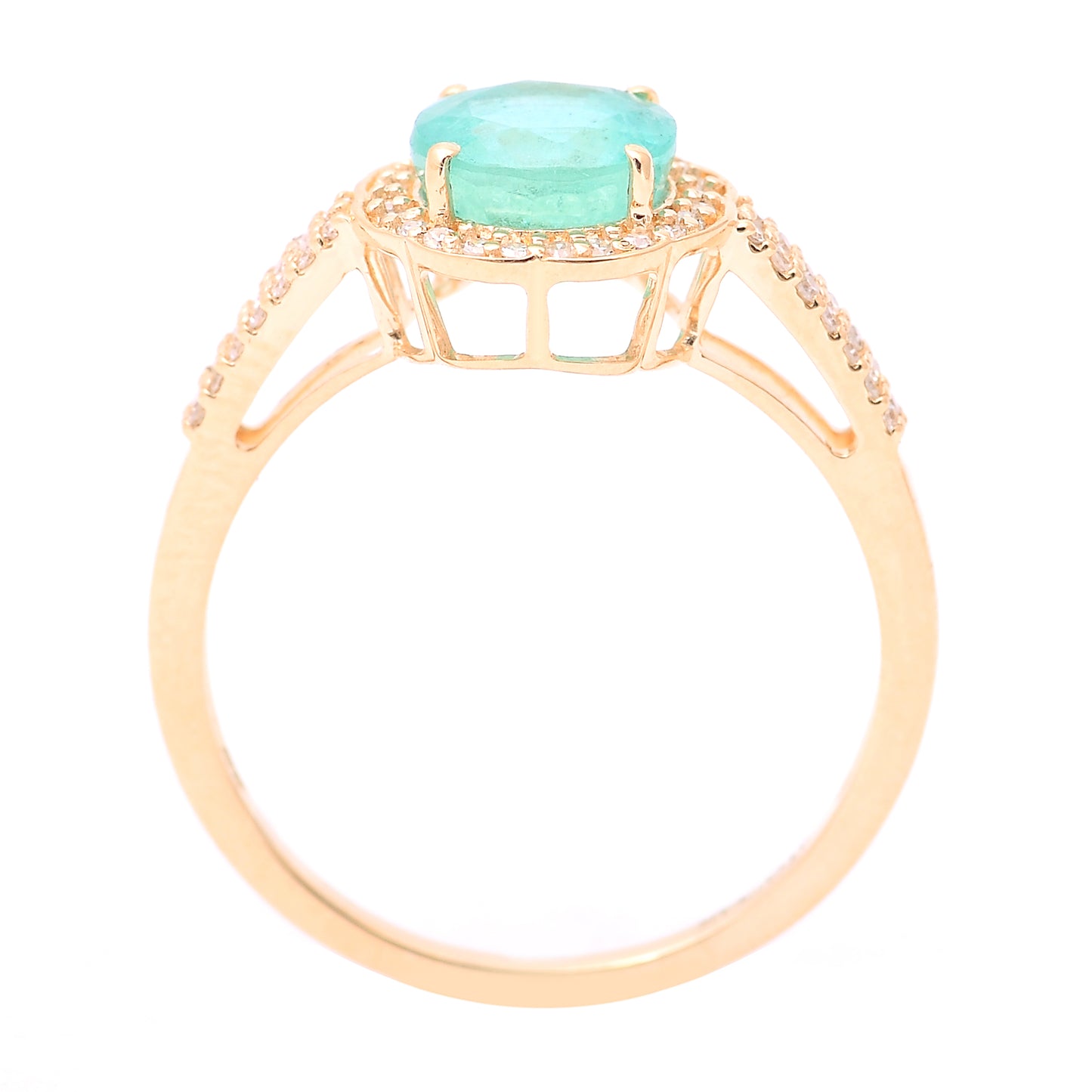 1.56 Ct Round Mixed Cut Natural Emerald 14K Gold Ring