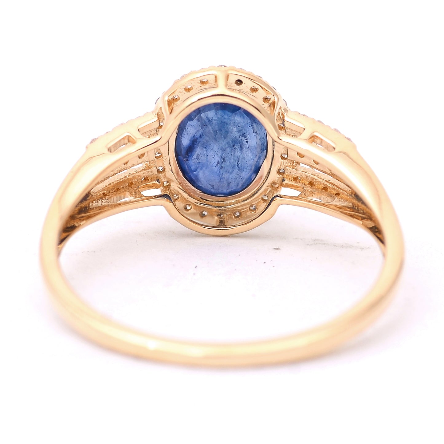 1.95 Ct Oval Mixed Cut Natural Sapphire 14K Gold Ring