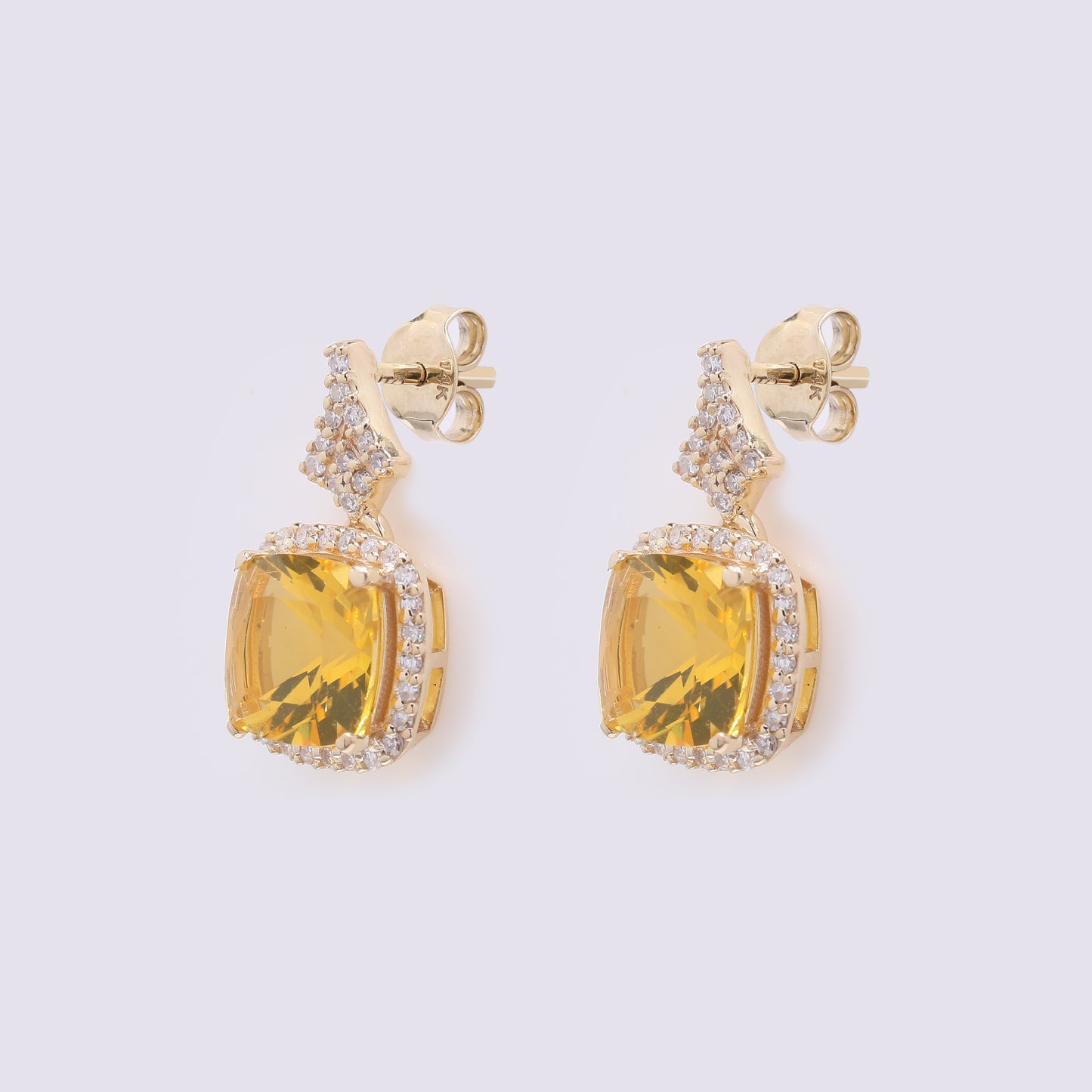 2.03 Ct Cushion Mixed Cut Natural Fire Opal 14K Gold Earrings