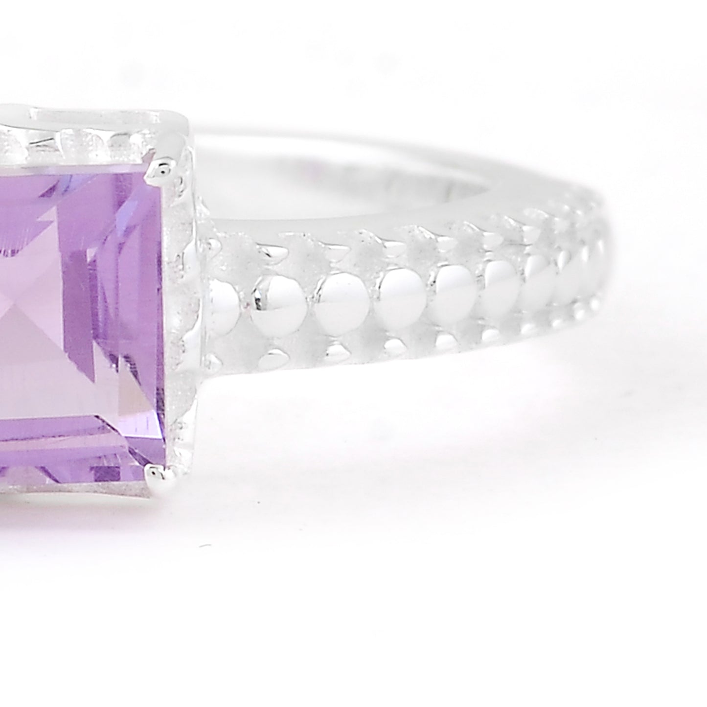 1.21 Ct Square Amethyst 925 Sterling Silver Ring