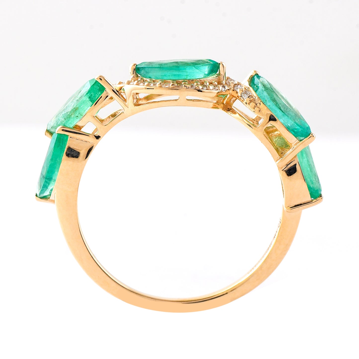 1.81 Ct Marquise Mixed Cut Natural Emerald 14K Gold Ring