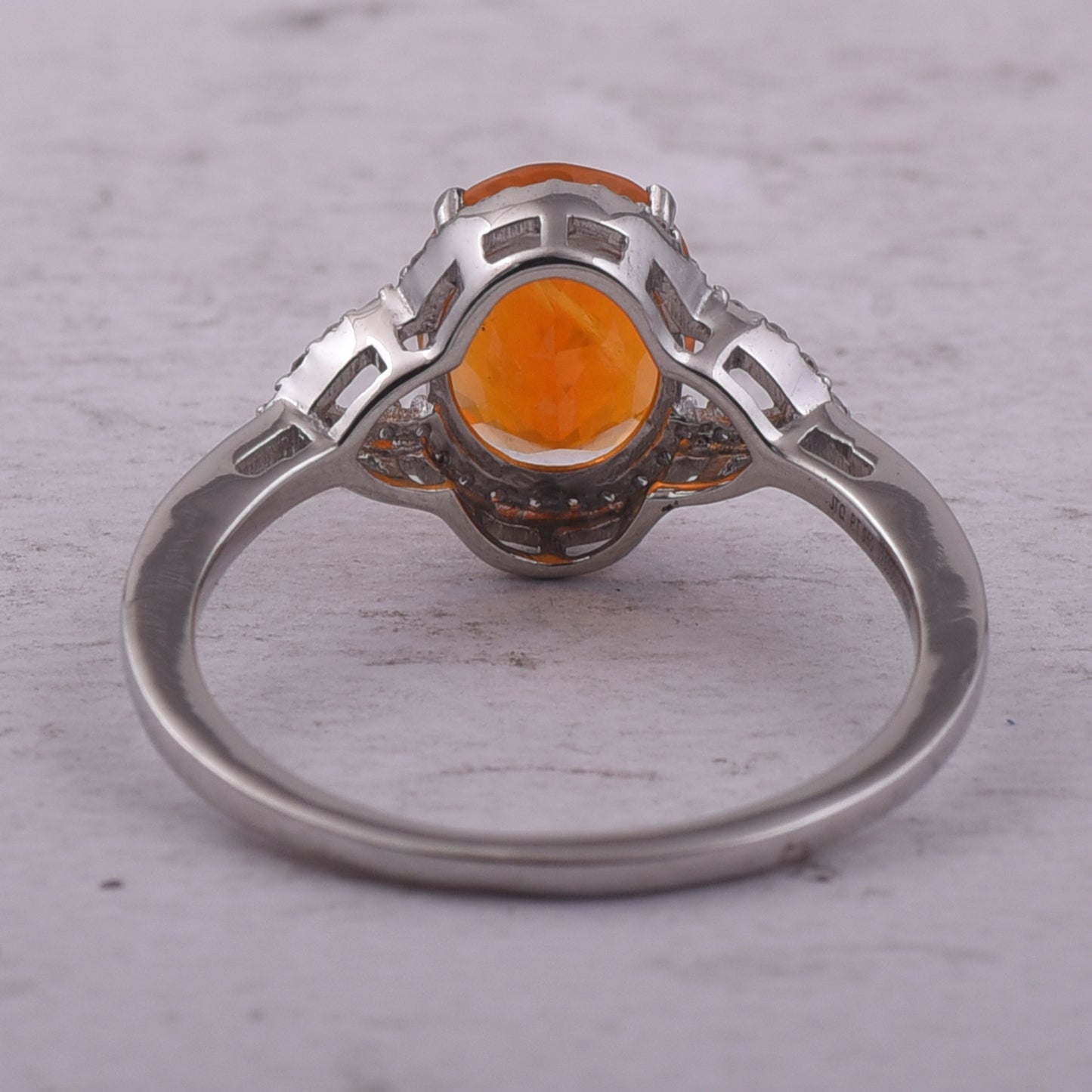 1.30 Ct Oval Mixed Cut Natural Fire Opal 950 Platinum Ring
