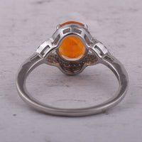 1.30 Ct Oval Mixed Cut Natural Fire Opal 950 Platinum Ring