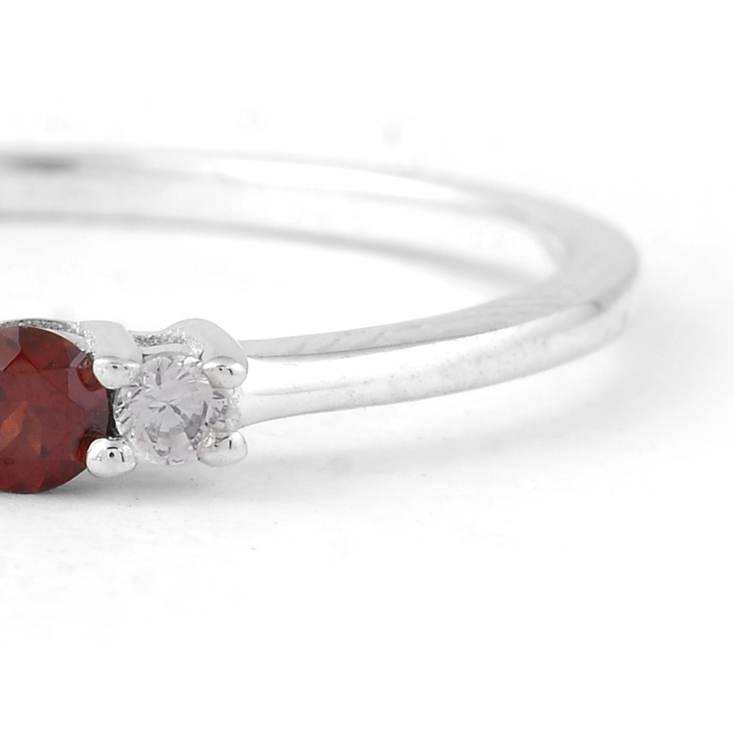 0.27 Ct Round Garnet, Cubic Zirconia, 925 Sterling Silver Ring