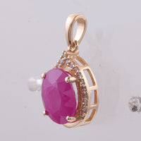 2.80 Ct Oval Natural Ruby 14K Gold Pendant