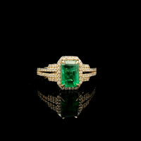 1.61 Ct Octagon Step Cut Natural Emerald 14K Gold Ring