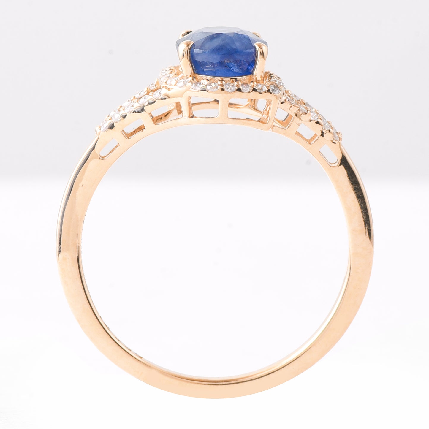 1.79 Ct Oval Mixed Cut Natural Sapphire 14K Gold Ring